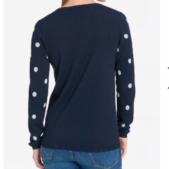 Tommy Hilfiger 100% Cotton Navy Polka Dot Sweater, size Medium M - Picture 2 of 7